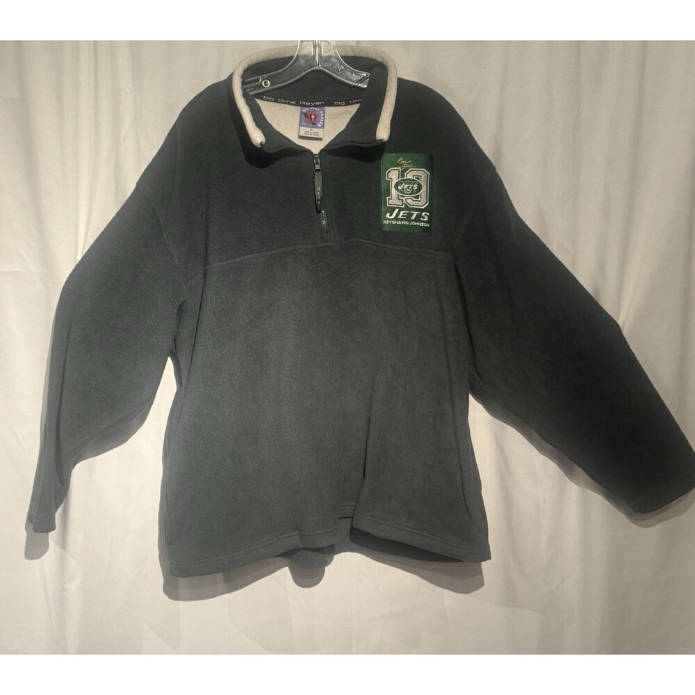 Vintage New York Jets Sweater Mens XL NFL Fleece Quarter Zip Logo Athletic 80s